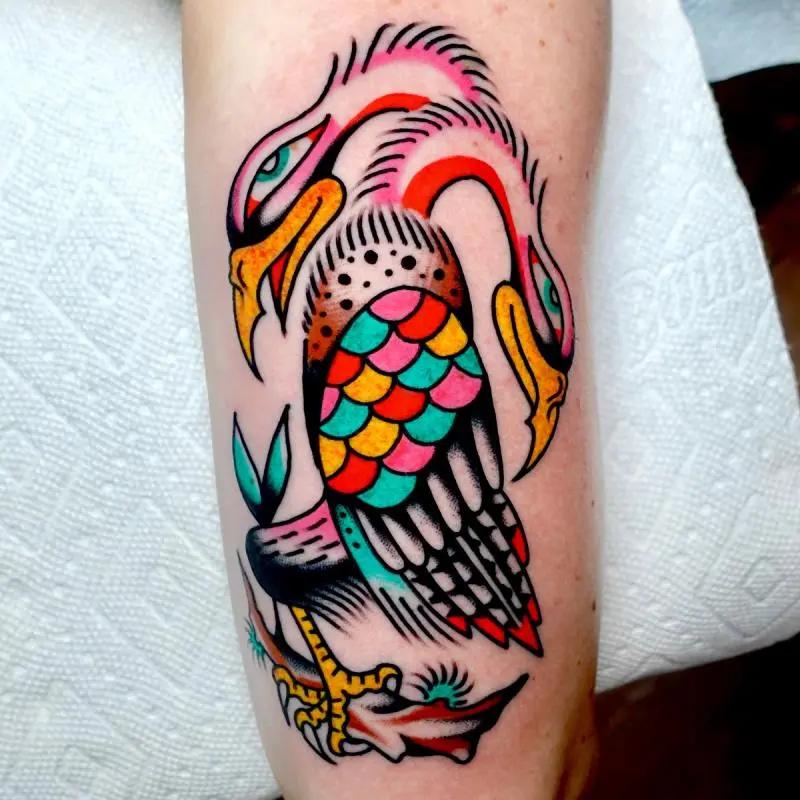 a two-headed bird tattoo