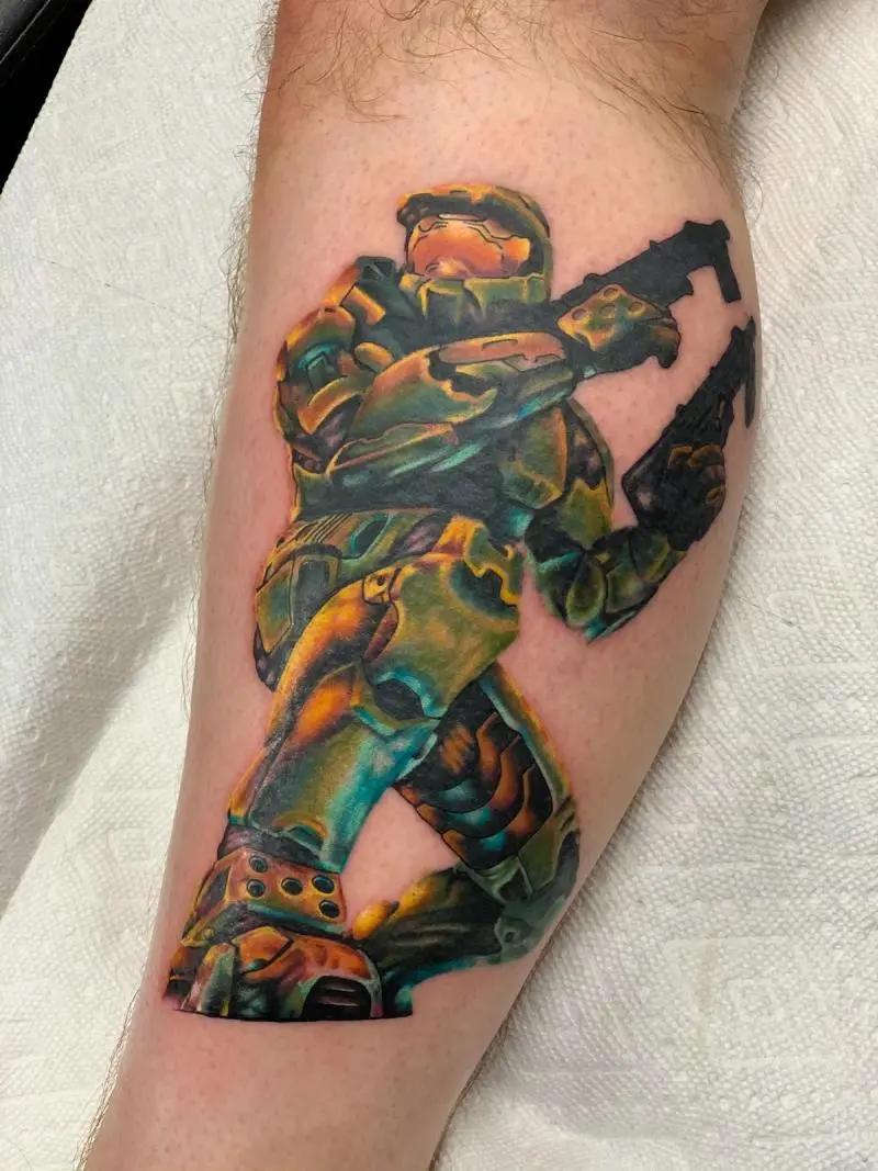 a tattoo of a soldier